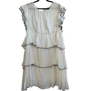 English Factory White Ruffle Shift Dress Sz 3X